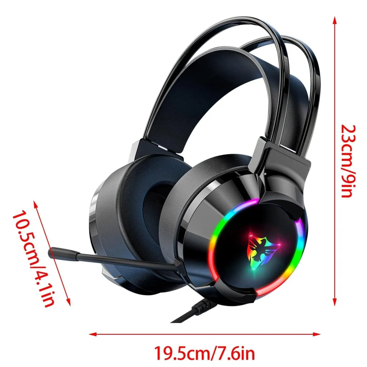 CRUSEC - Audifonos Con Microfono Gamer Auriculares Diadema USB RGB