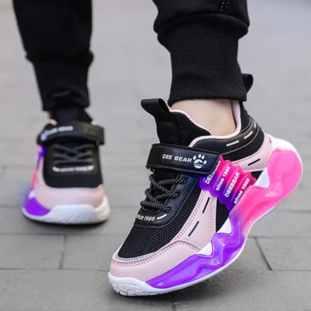 TOPBABY - Zapatillas Urbanas Para Niñas Con Cierre de Velcro Rosa Negro