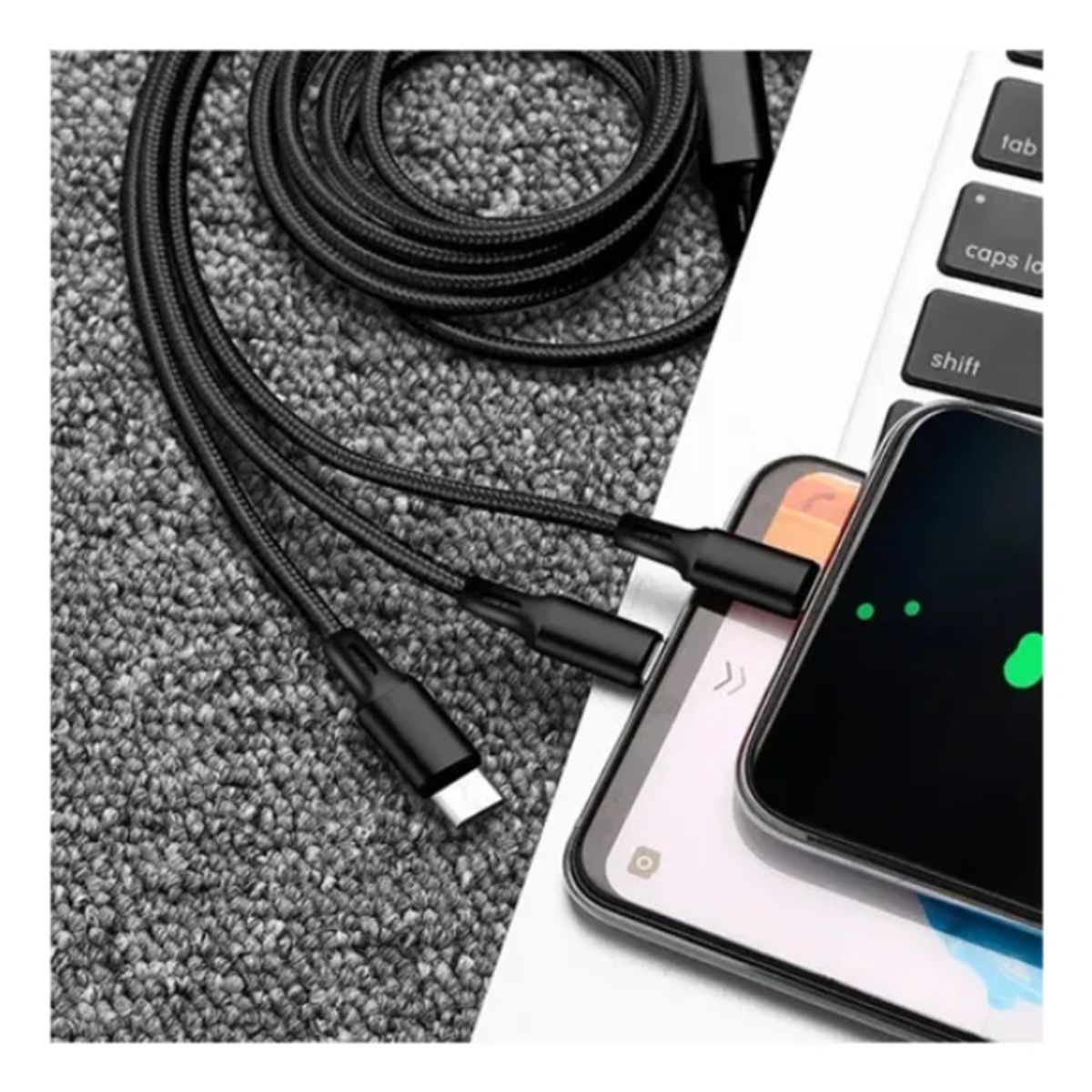 GENERICO - Cable de Carga Rápida 3 en 1 Universal