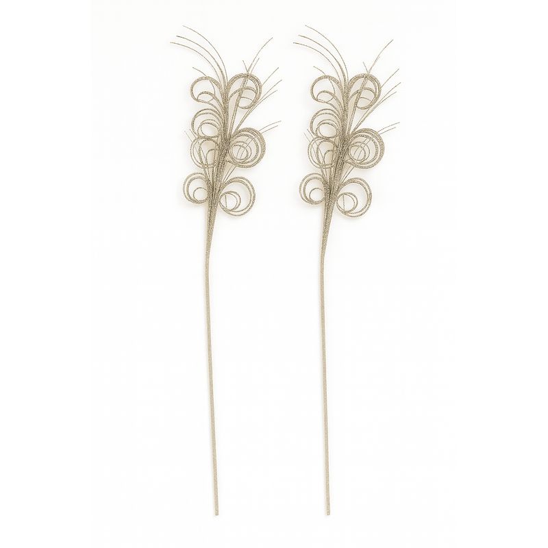 HERRERA MAISON - Set X2 Rama Navidad Despeinada Champagne Navidad 80 Cm
