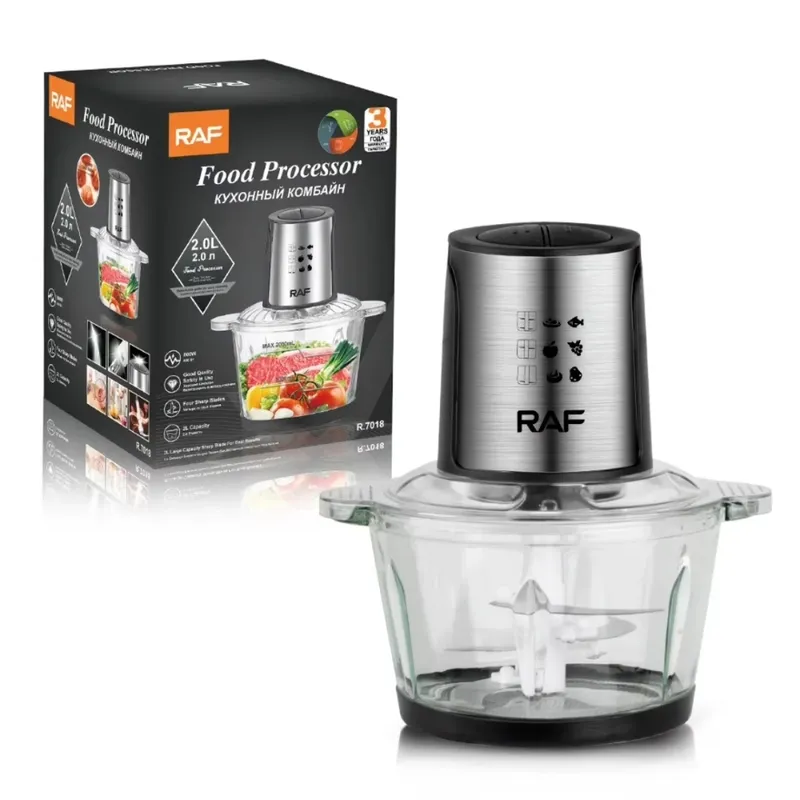 GENERICO - Picador Procesador de Alimentos Eléctrico de Acero Inoxidable Raf-7018