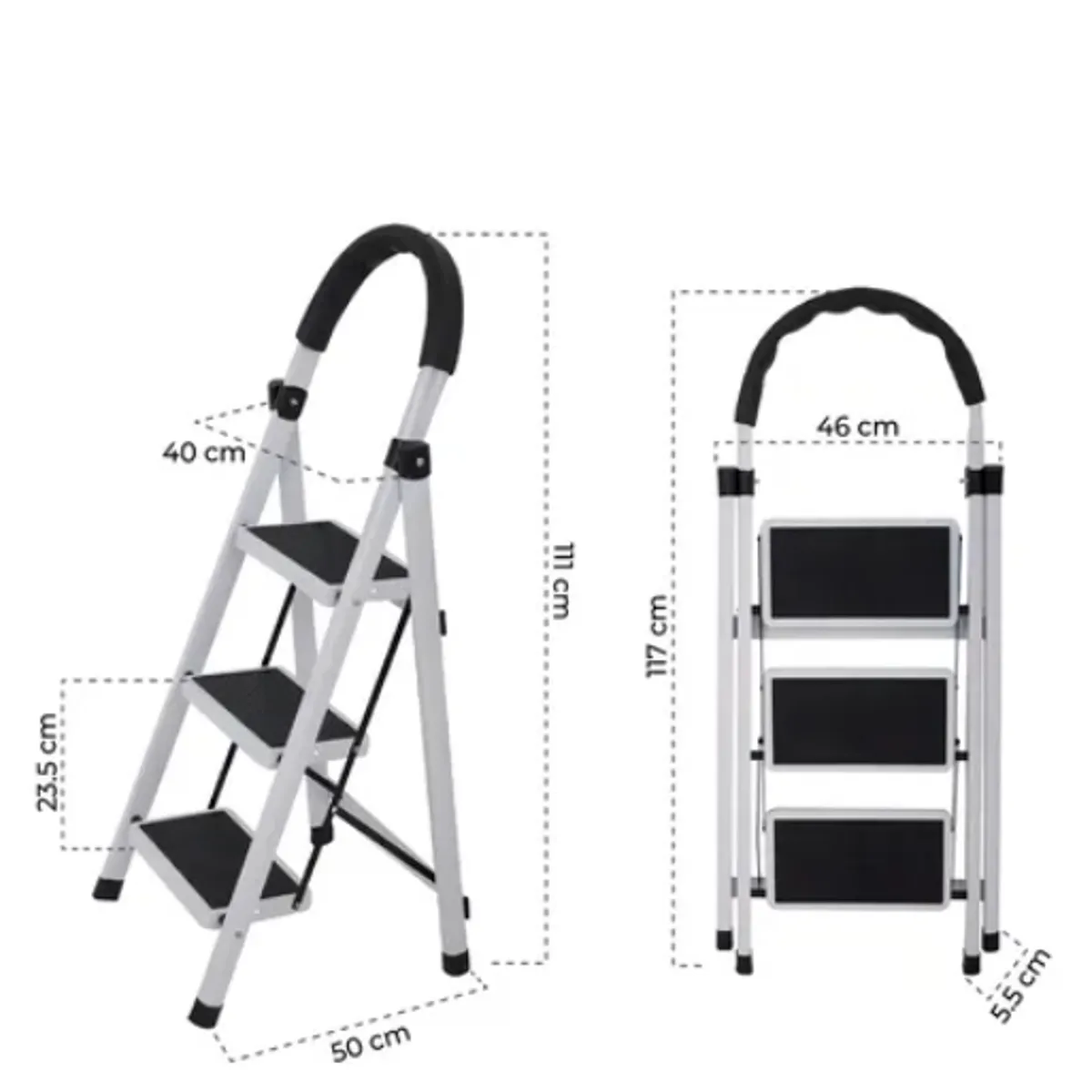GENERICO - Escalera De Tijera Plegable Escala 3 Peldaños Antideslizante