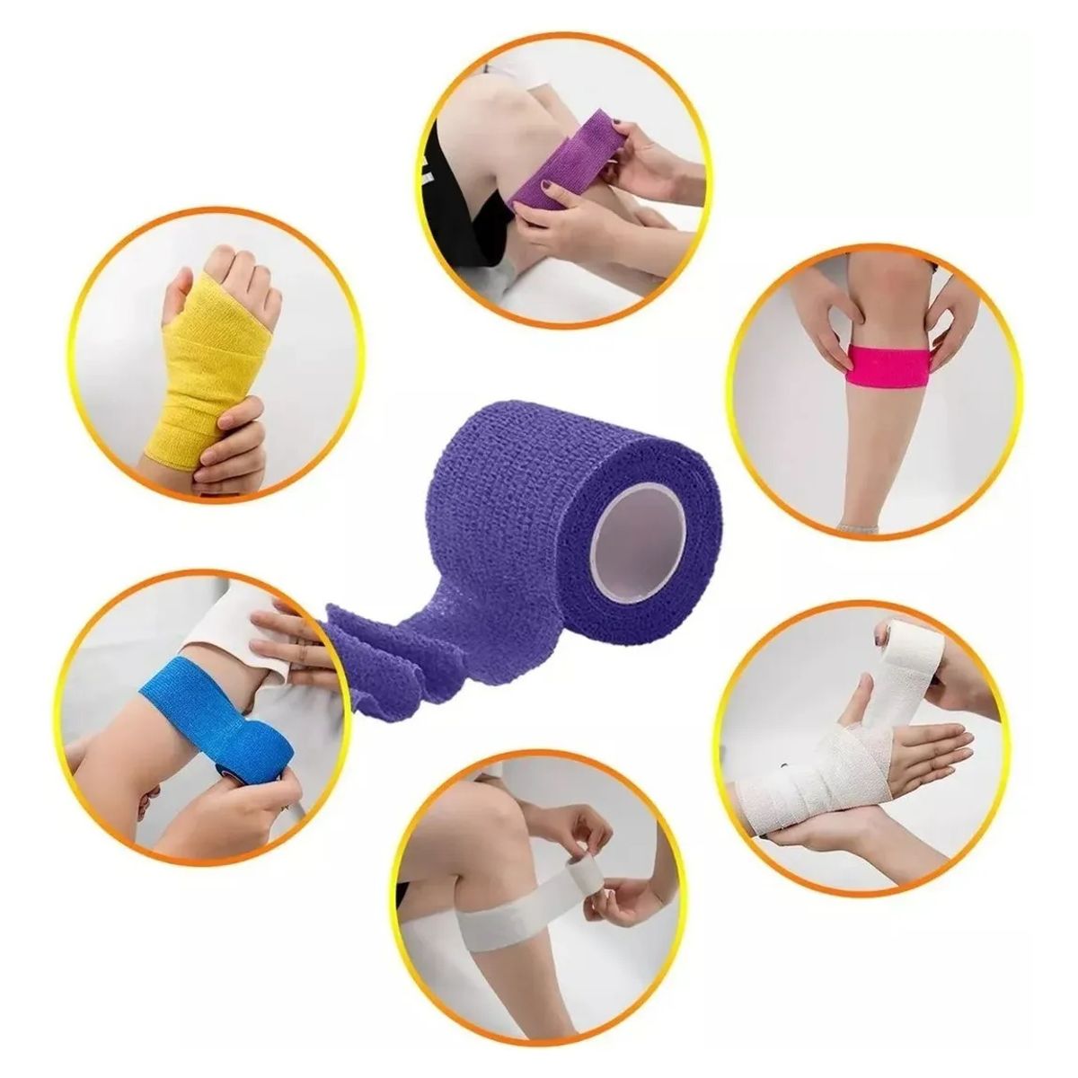 GENERICO - Kit 4 Vendas Autoadherentes Tipo Coban 7cmx5m Vendaje Deportivo Medico
