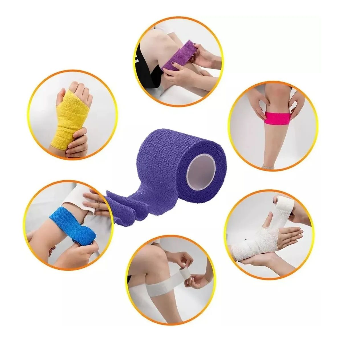 GENERICO - Kit 4 Vendas Autoadherentes Tipo Coban 7cmx5m Vendaje Deportivo Medico
