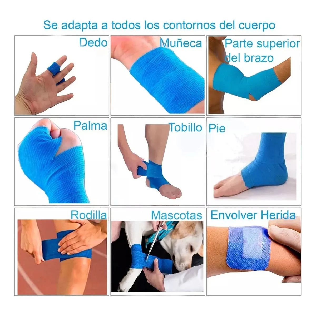 GENERICO - Venda Cohesiva Coban 10cm x 5m Pack 6 Vendaje Deportivo Cinta Elastica
