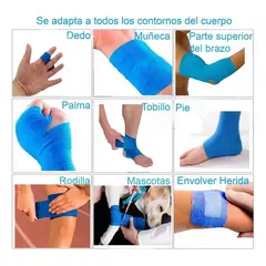 GENERICO - Venda Cohesiva Coban 10cm x 5m Pack 6 Vendaje Deportivo Cinta Elastica