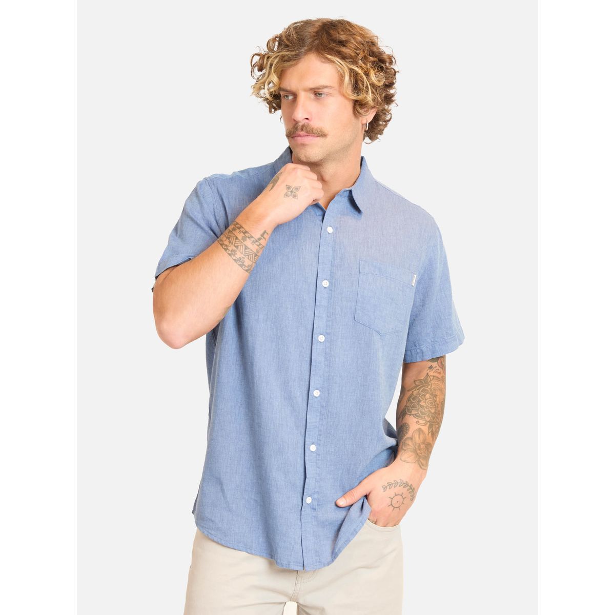 MAUI AND SONS - Camisa MC Kairu Celeste Hombre Maui And Sons