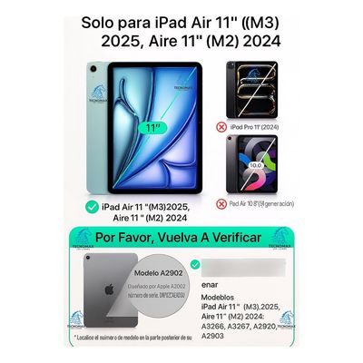 Imagen 2 del producto Funda Para iPad Air 11 M2 2024 M3 2025 + Lamina De Vidrio Templado