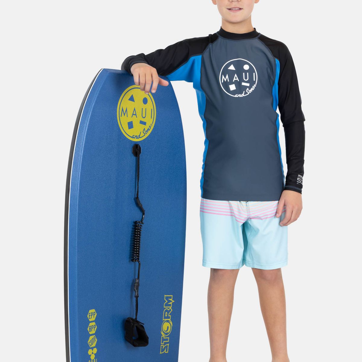 MAUI AND SONS - Polera UVP Palmix Gris Infantil Maui And Sons