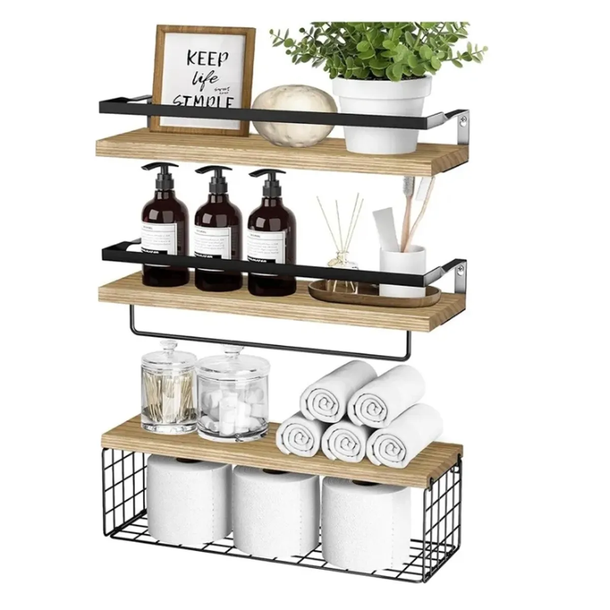 GENERICO - Kit Repisas Flotantes De Pared Estante Organizador Baño