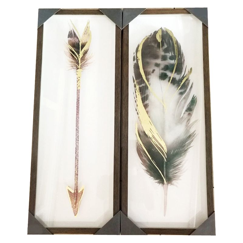 COPY AIR - Cuadros Decorativos Set De 2 Pluma Y Flecha Marco