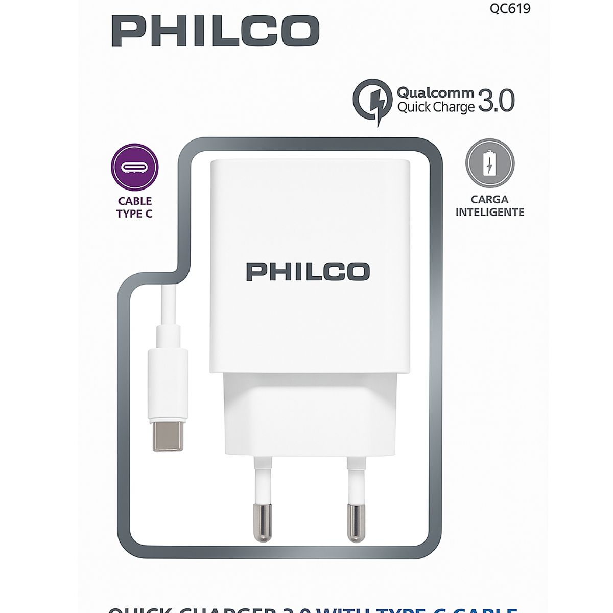 PHILCO - Cargador rápido Tipo C 3.0