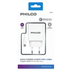 PHILCO - Cargador rápido Tipo C 3.0