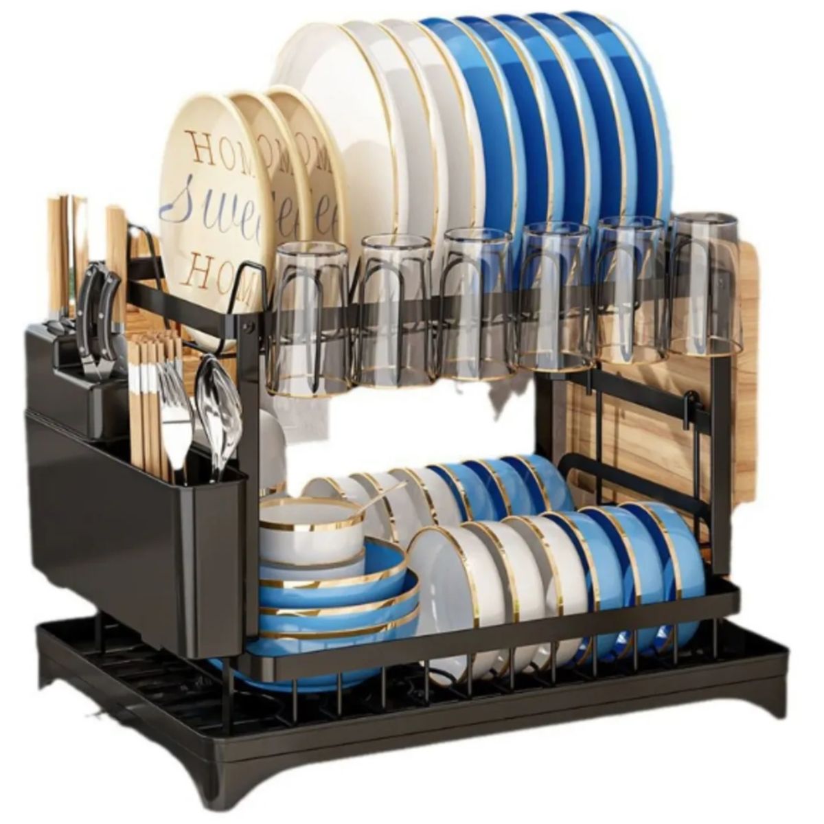 GENERICO - Secador Escurridor De Loza Platos Inoxidable 2 Niveles