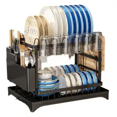 GENERICO - Secador Escurridor De Loza Platos Inoxidable 2 Niveles