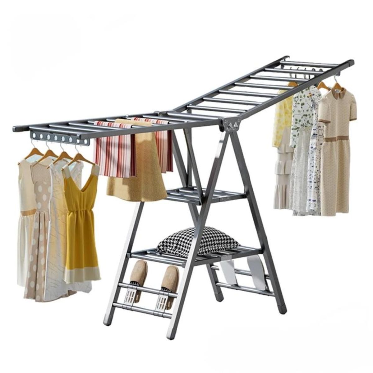 GENERICO - Tendedero Colgador De Ropa Plegable Acero 160cm