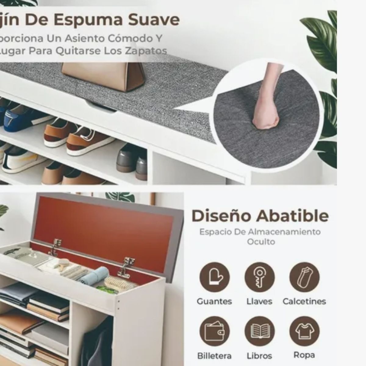 GENERICO - Zapatero Organizador Con Asiento Multifuncional 51x80x30cm