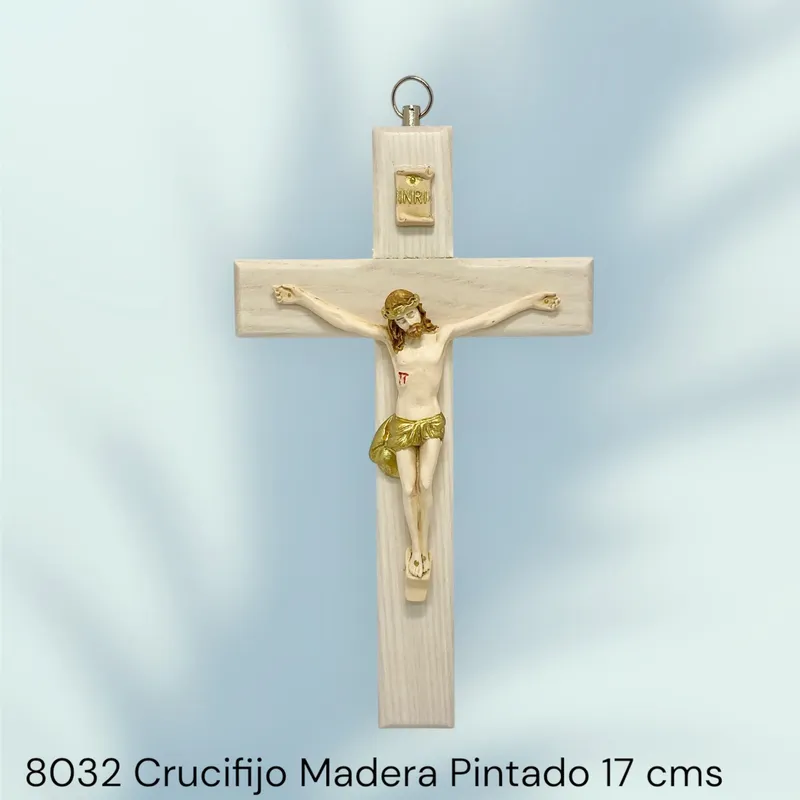 GENERICO - Crucifijo Italiano de Madera y Cuerpo en resina pintada