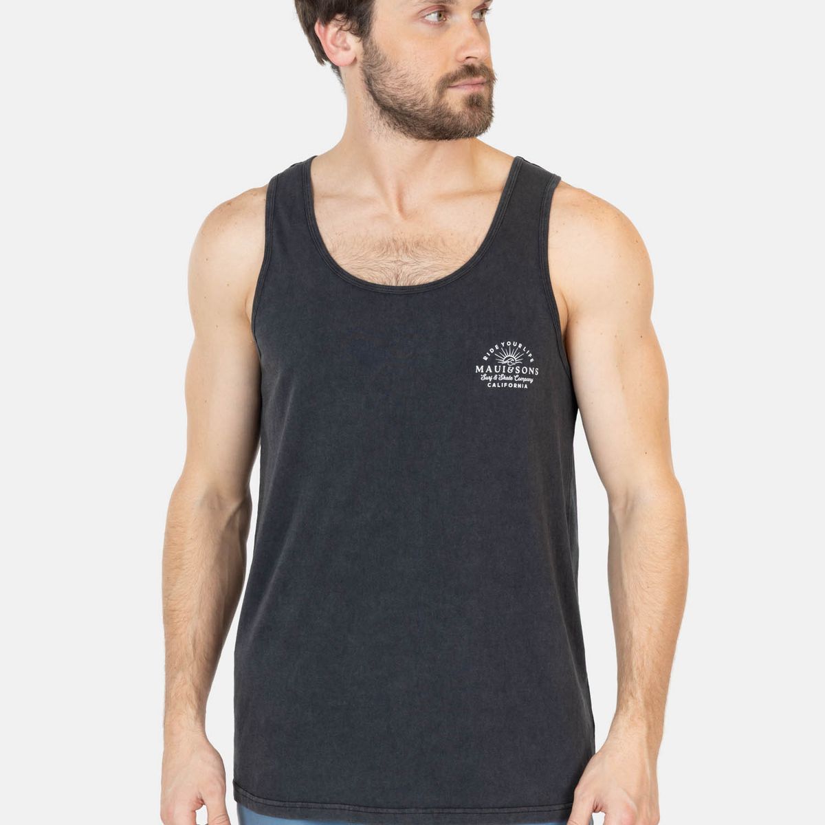 MAUI AND SONS - Polera UVP Coral Flow Negro Hombre Maui And Sons