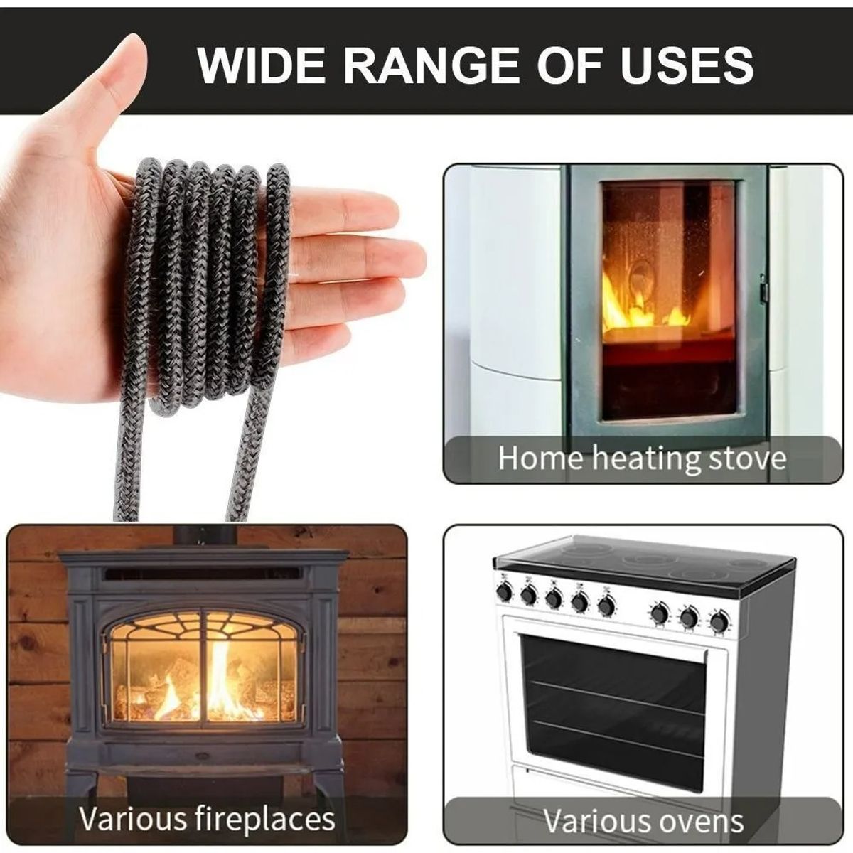 GENERICO - Cuerda De Sellado De Fibra De Vidrio 2mx10mm