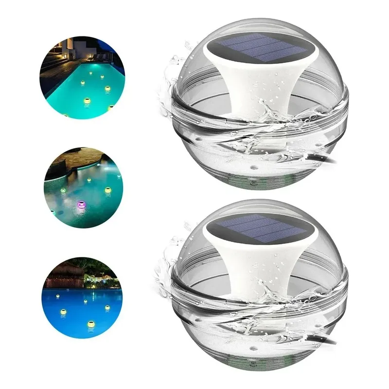 GENERICO - Pack 2 Luces Led Piscina Flotantes Rgb Led Carga Solar Rgb