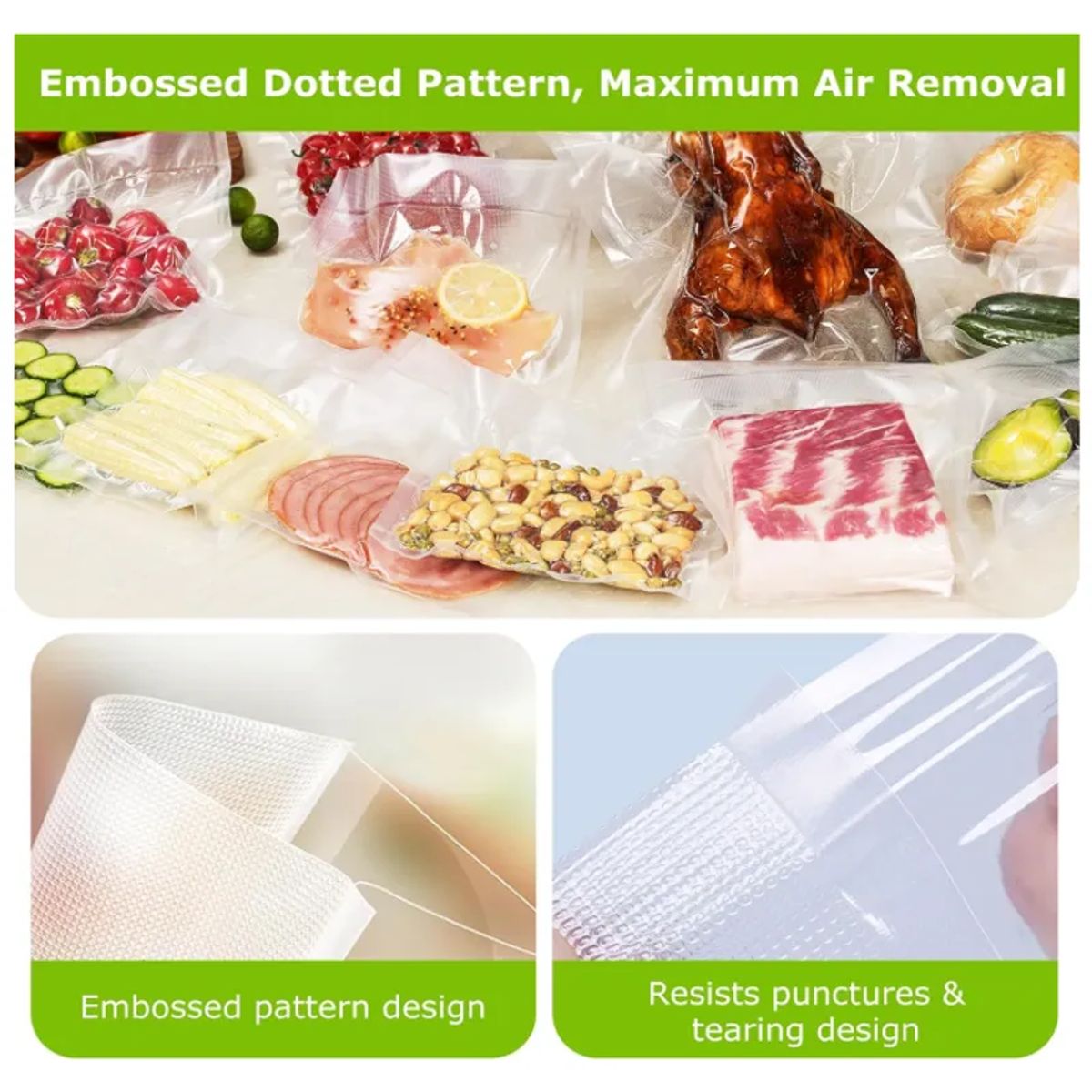 GENERICO - 5 Rollos Sellado Vacio Bolsas de Vacio Gofradas 20cm X 5 Mts