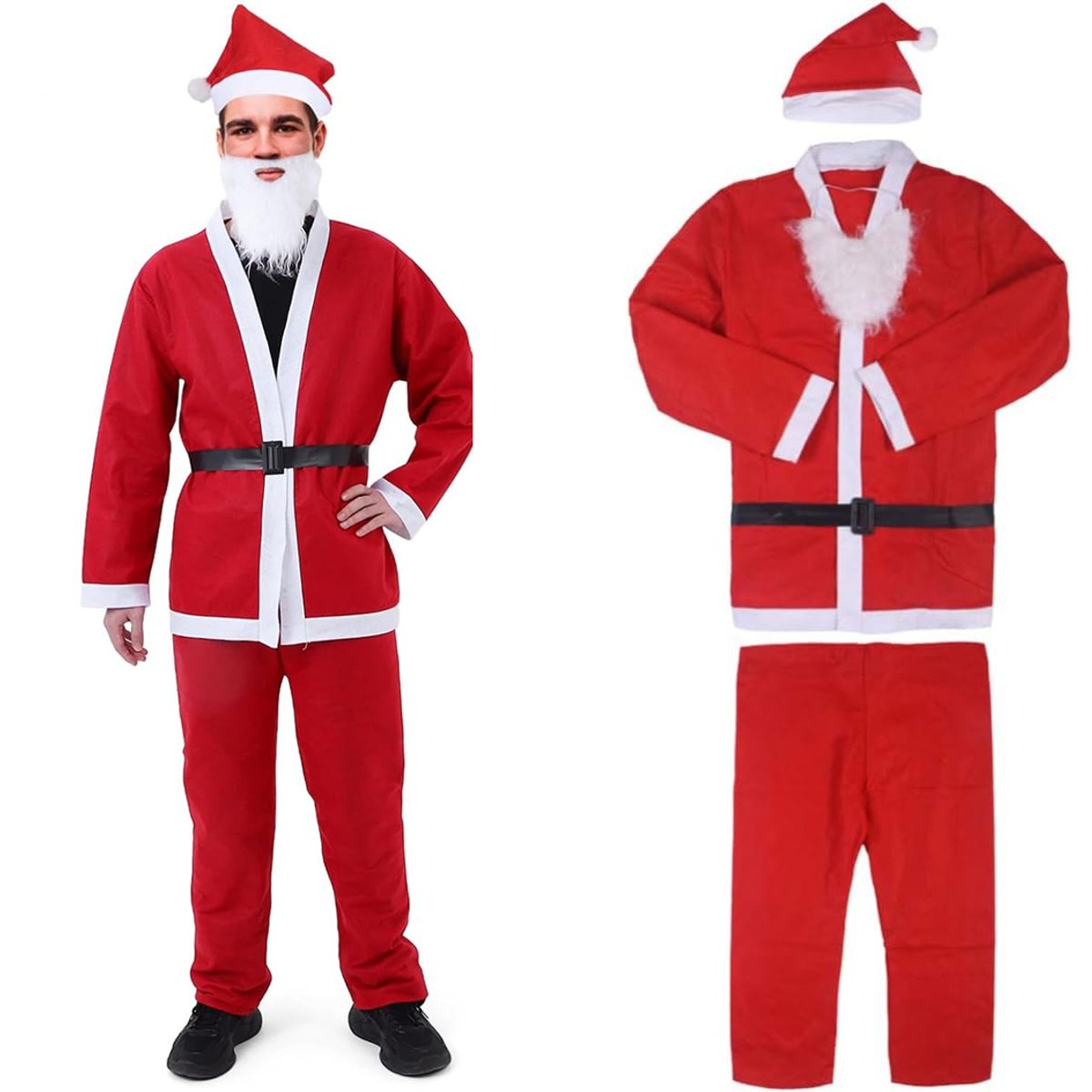 KUANGYE - Traje Disfraz Viejito Pascuero Santa Claus Navidad Adulto