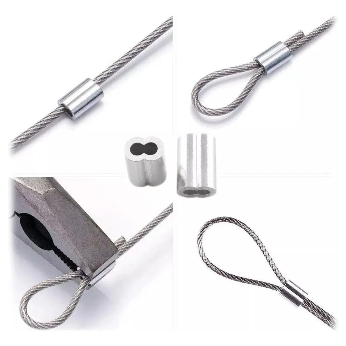 GENERICO - Casquillo Para Piola O Cable De Acero 2mm O 1/12 200 Und