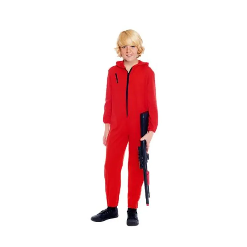 GENERICO - Disfraz Infantil Overol Rojo Talla 5-6 Años