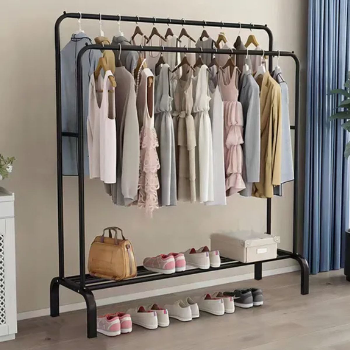 GENERICO - Perchero Organizador Colgante De Ropa Doble Barra Metálico