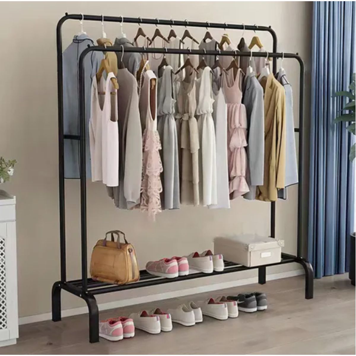 GENERICO - Perchero Organizador Colgante De Ropa Doble Barra Metálico