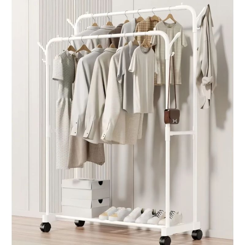 GENERICO - Perchero Organizador Colgante De Ropa Doble Barra Metálico