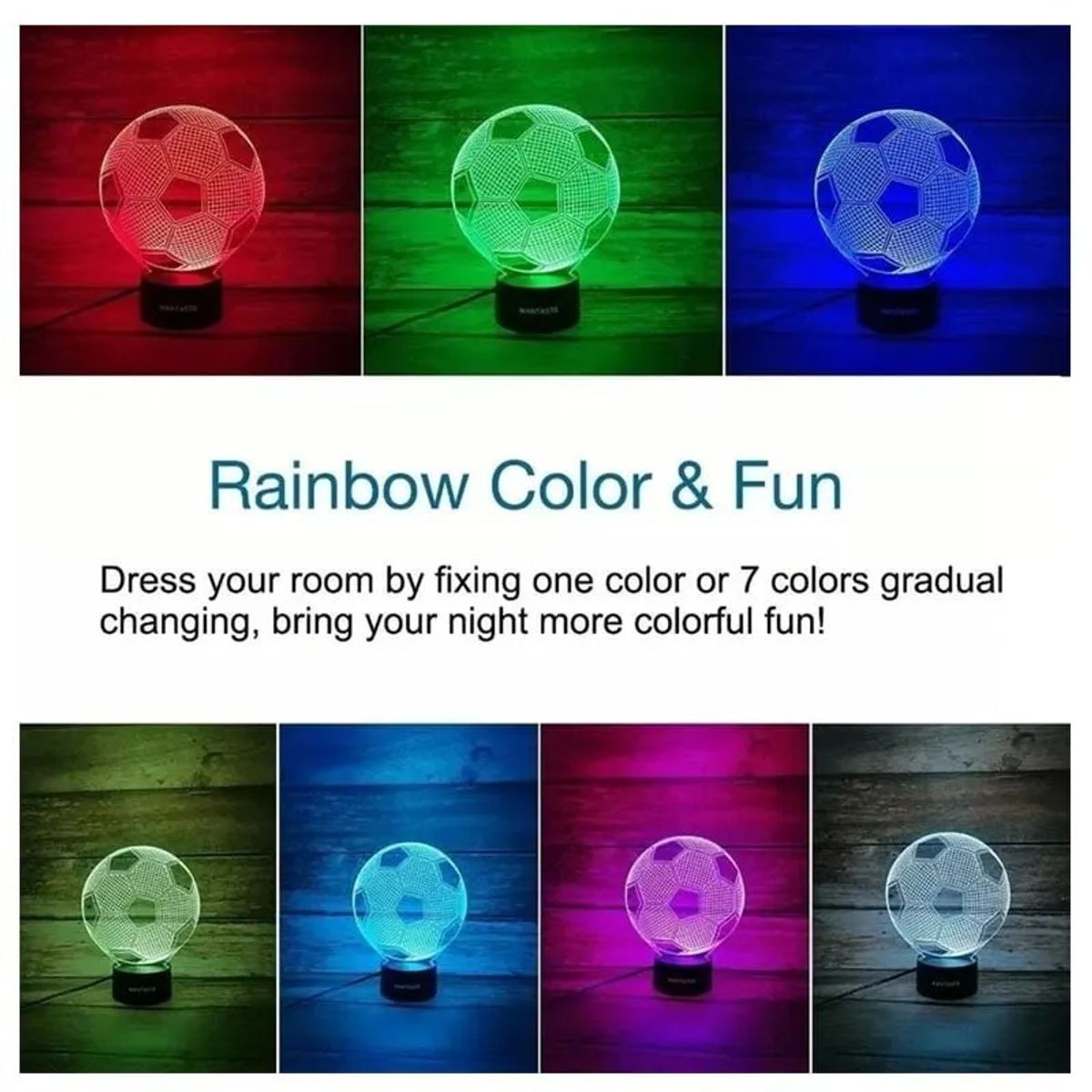 GENERICO - 3d Balón De Fútbol Luz De Noche Lampara Led Escritorio