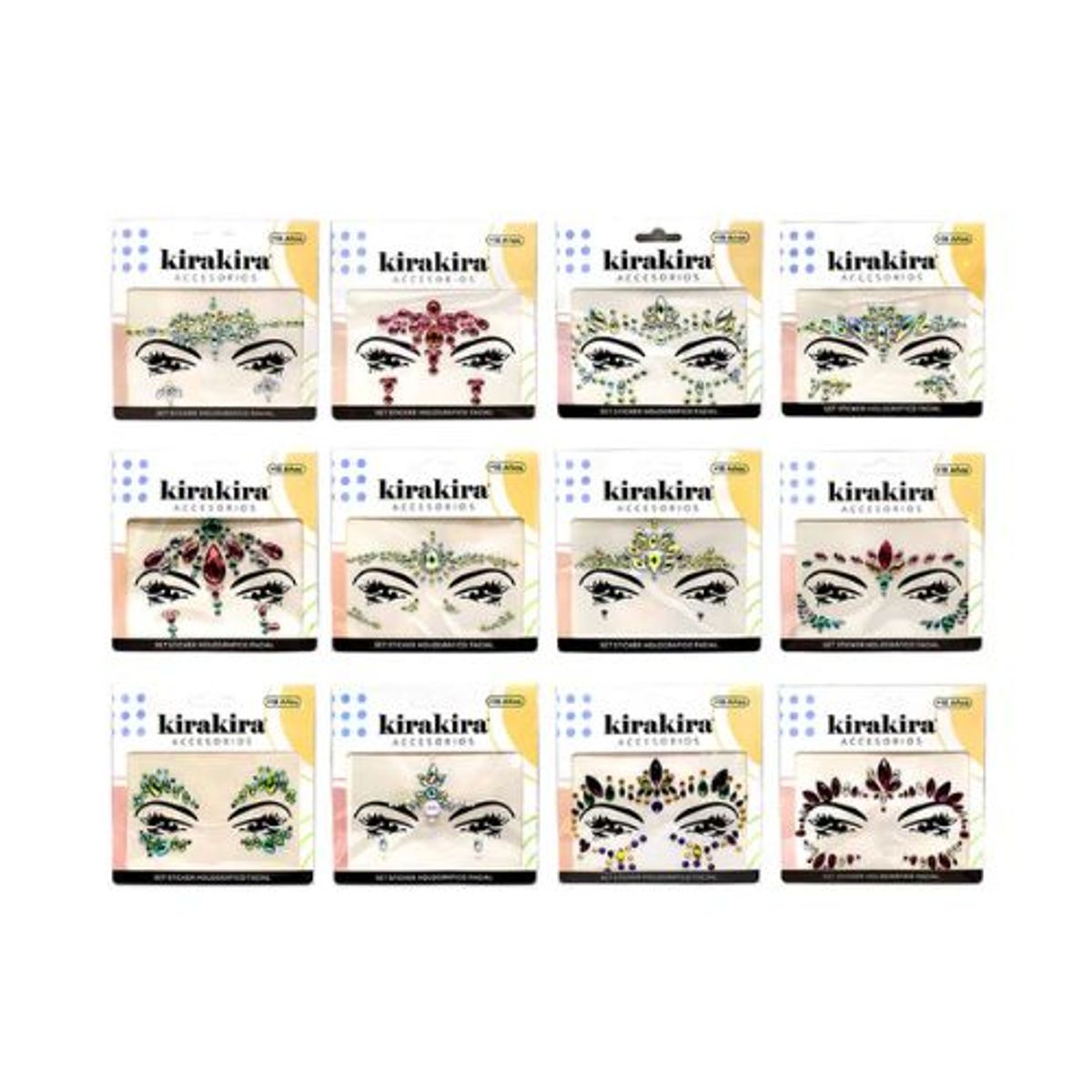 GENERICO - Adhesivo Facial Holográfico 12 Unidades