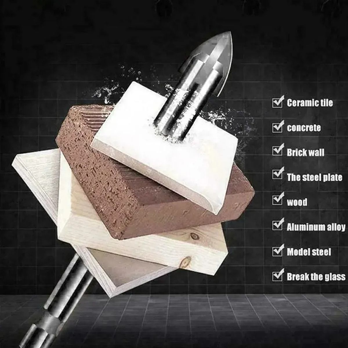 GENERICO - Set Brocas Punta Flecha Ceramica Porcelanato Juego De 5 Uni