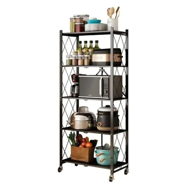 GENERICO - Estante Plegable Multiuso Metal 5 Niveles Con Ruedas Cocina