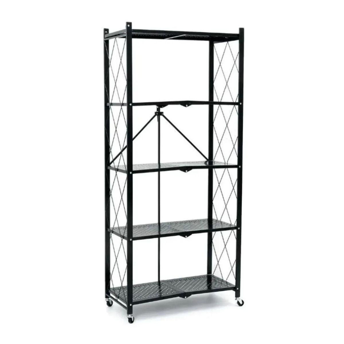 GENERICO - Estante Plegable Multiuso Metal 5 Niveles Con Ruedas Cocina