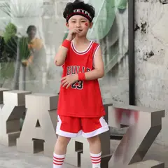 DANWEILE - Traje de entrenamiento de baloncesto de manga corta para niños Rojo