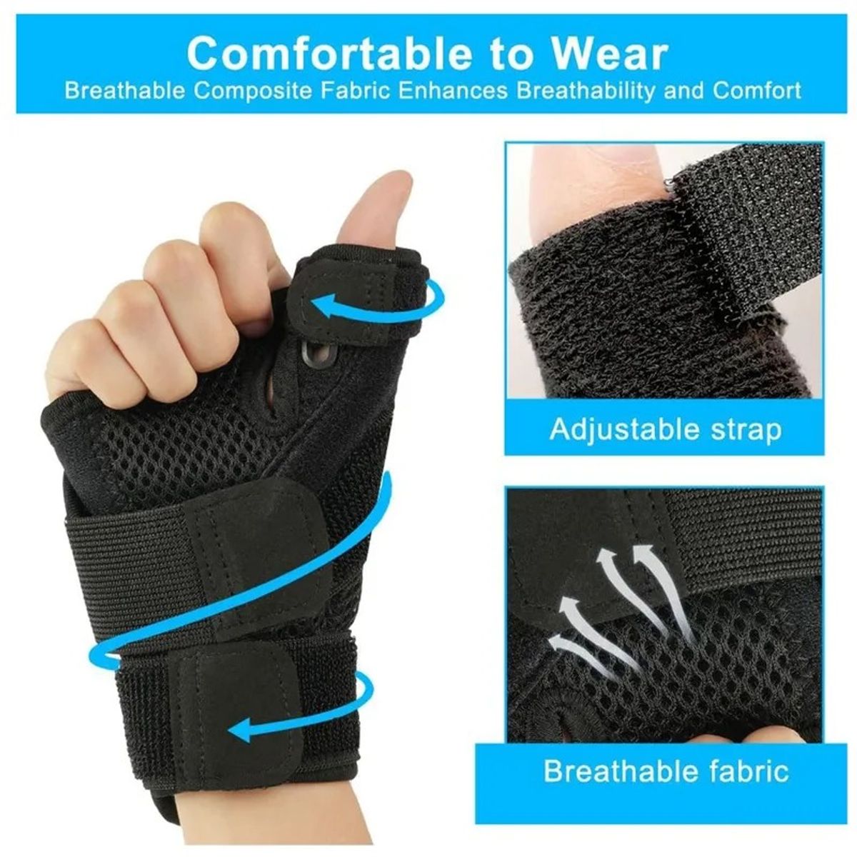 GENERICO - Muñequera Ortopédica Compresión Con Soporte De Pulgar Pack 2