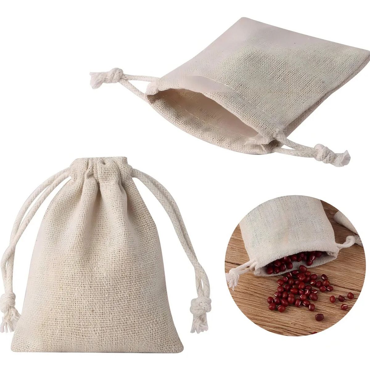 GENERICO - 60 Bolsas Vacías Pequeñas de Tela (8 X 10 Cm) Reutilizables con cordón