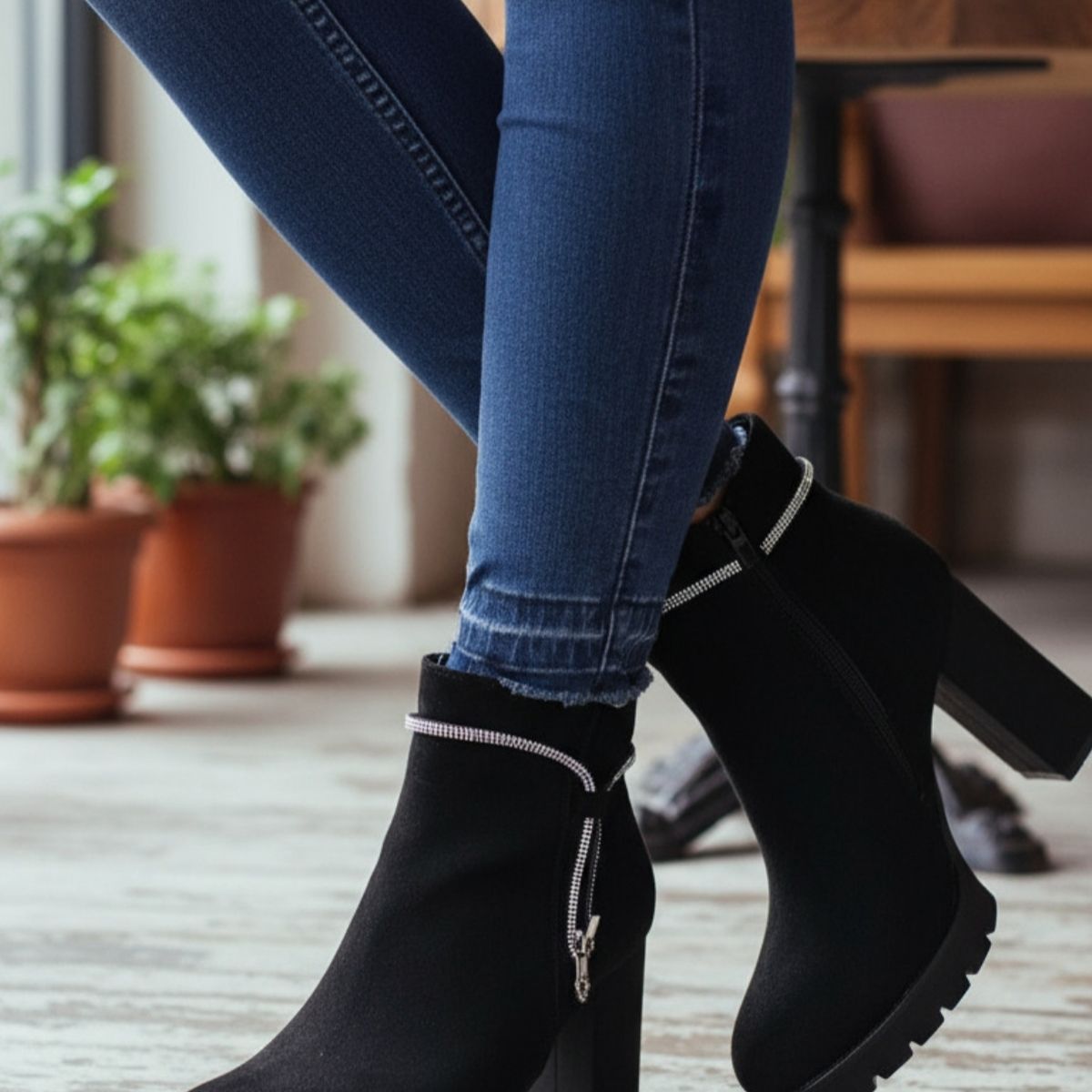 SNOOPY - Botines para Dama  en Gamuza  Taco Alto M460