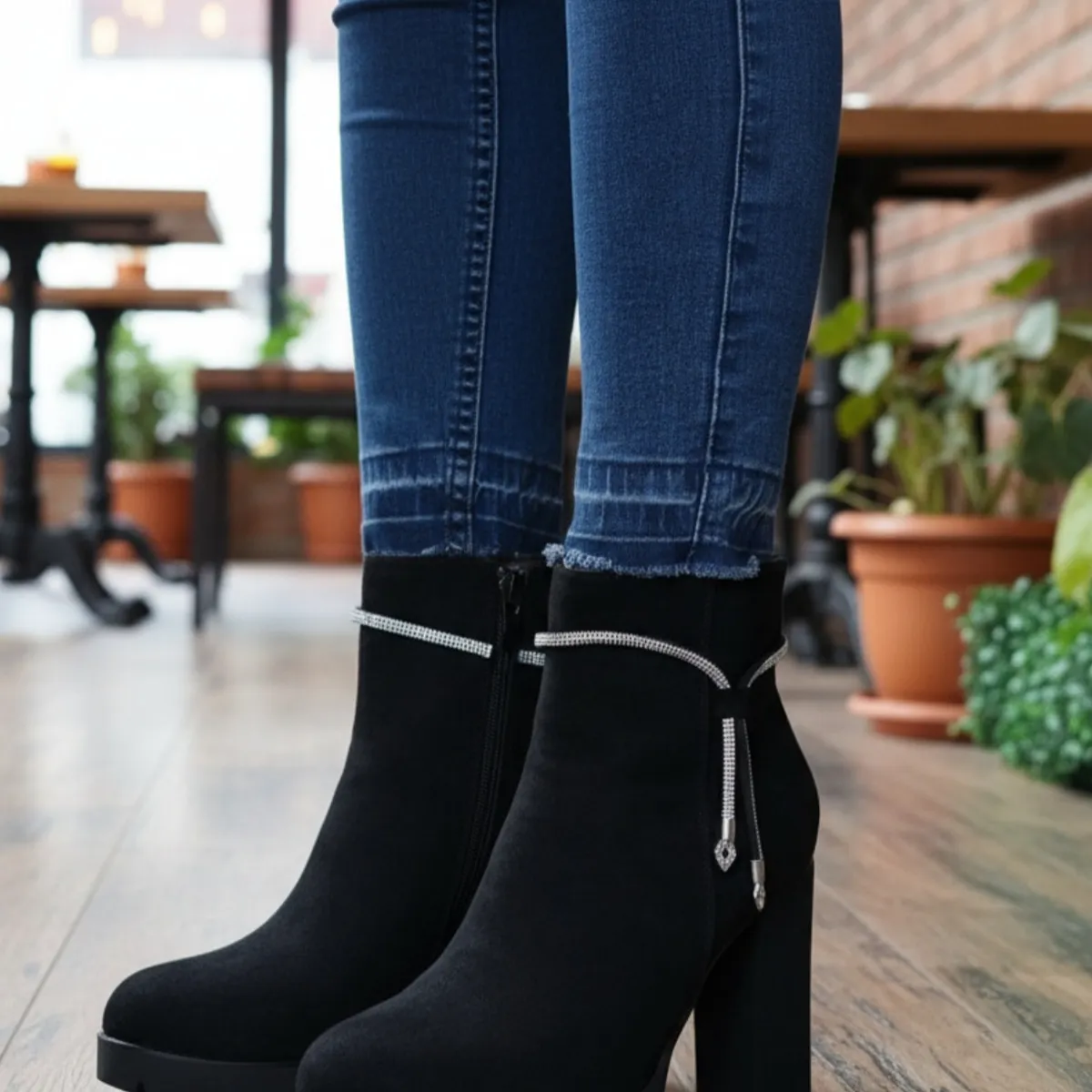 SNOOPY - Botines para Dama  en Gamuza  Taco Alto M460