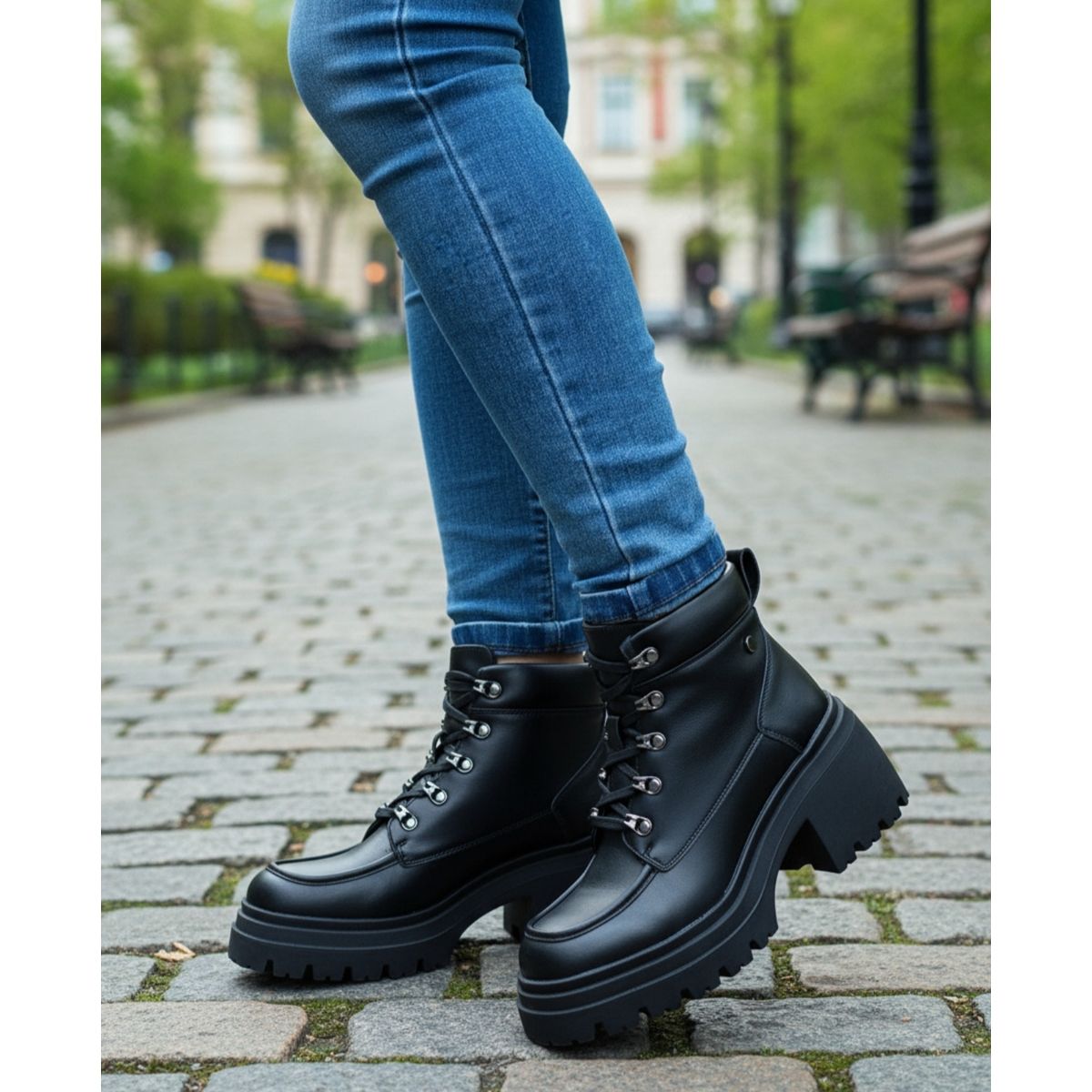 SNOOPY - Botin Mujer  color Negro  con Plataforma M511