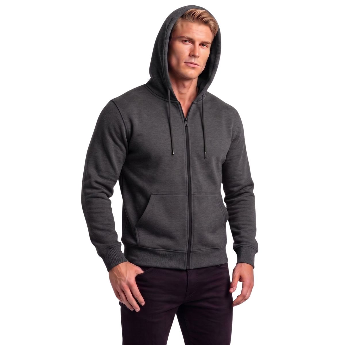 LOOK SHOP - Polerón Hombre Con Capucha Y Cierre. Delgado Verano Unisex 3017