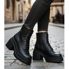 SNOOPY - Botines Bototos Mujer color Negro con Plataforma M512