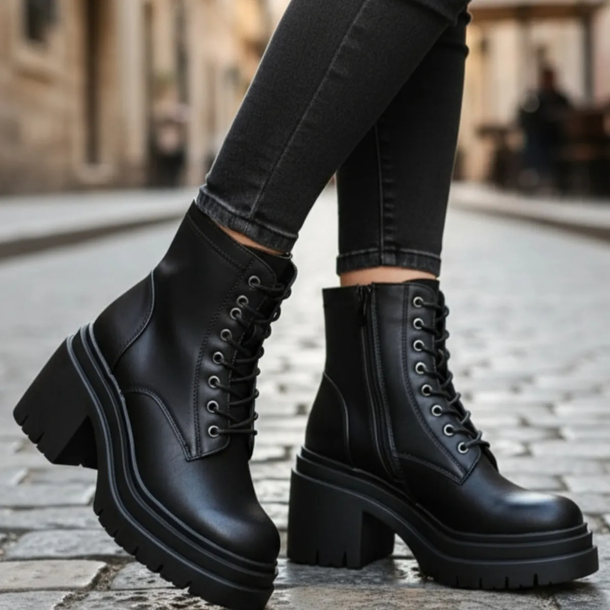 SNOOPY - Botines Bototos Mujer  color Negro  con Plataforma M512