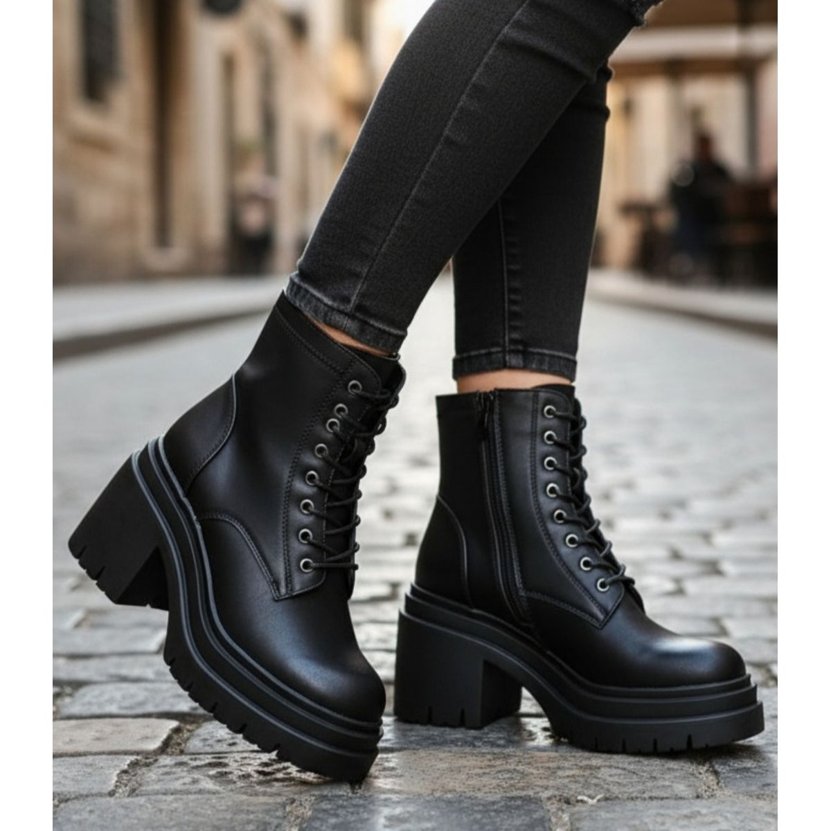 SNOOPY - Botines Bototos Mujer  color Negro  con Plataforma M512