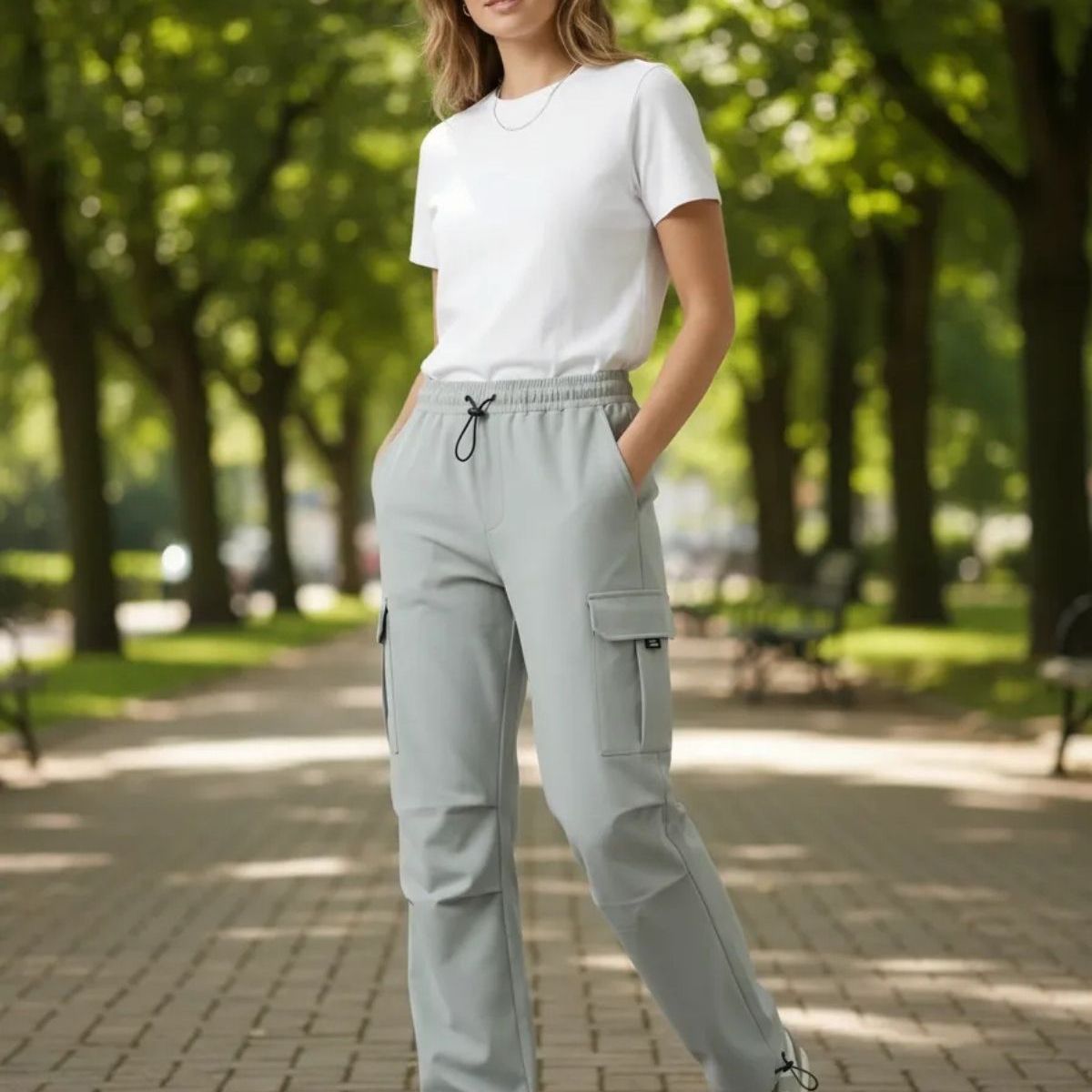 LOOK SHOP - Pantalón Cargo Verano Mujer.tela Secado Rápido Con Bolsillos 2609