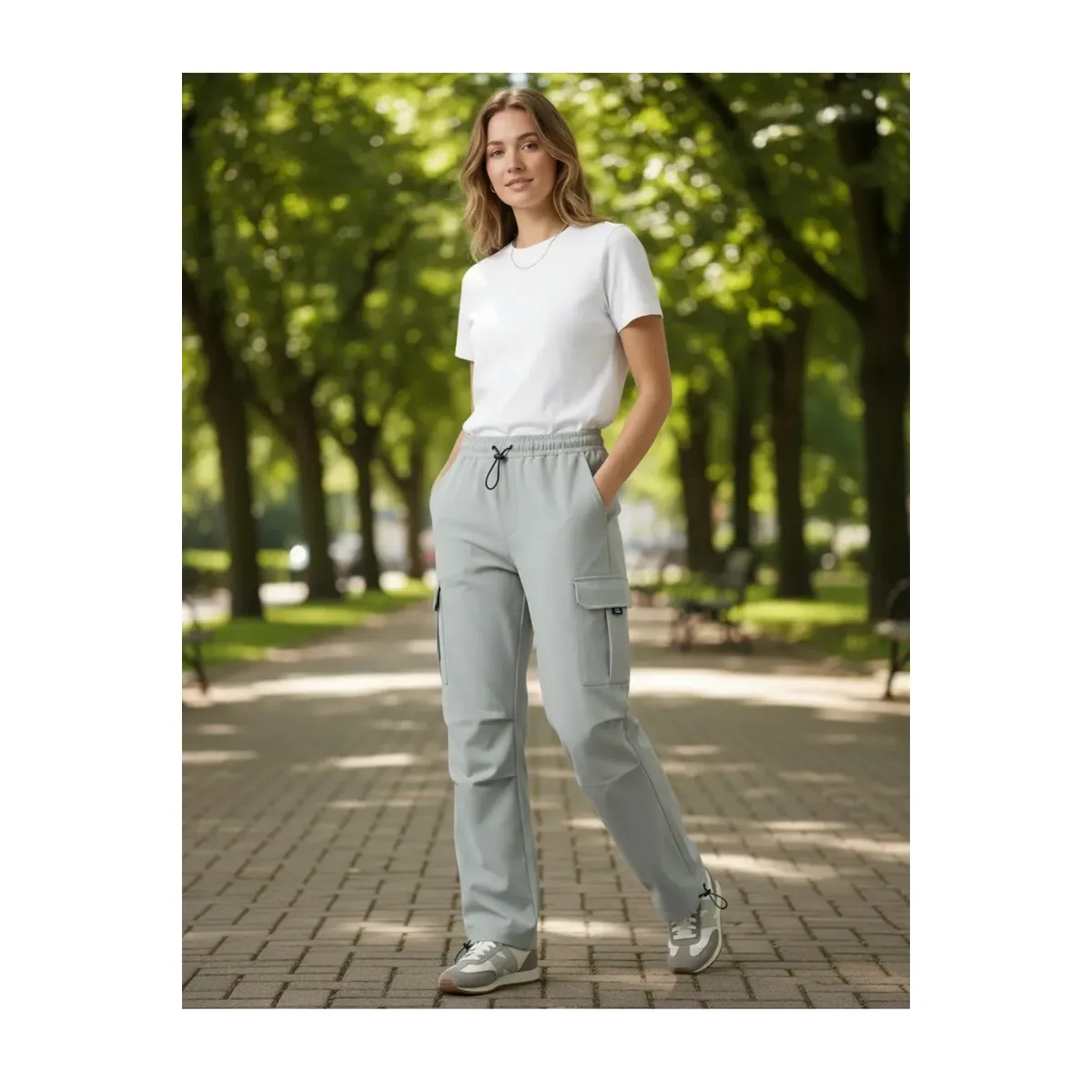 LOOK SHOP - Pantalón Cargo Verano Mujer.tela Secado Rápido Con Bolsillos 2609