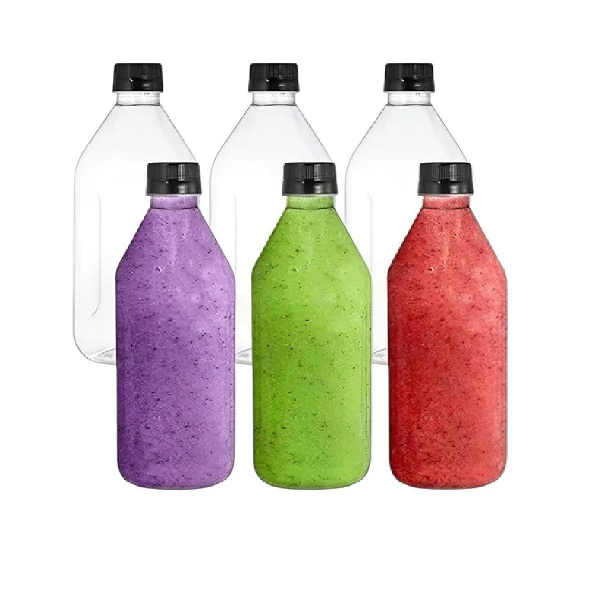 PASTELERIUSCL - X6 Botellas Plasticas Transparentes Botella Con Tapa 1000ml